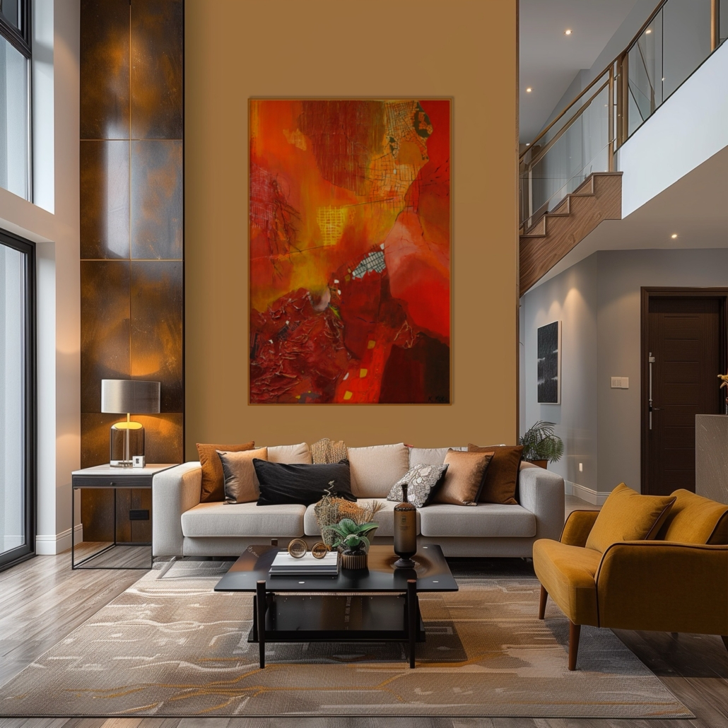 Gemälde: Die Insel im offenen Wohnzimmer
